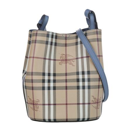 Burberry Vintage, Pre-owned Haymarket Check Canvas Bucket Bag Bruin, Dames, Maat:ONE Size