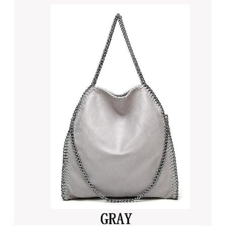 Messenger Bag Dame Mote Skulderveske Kjedeveske Mote Bærbar Kjede Flettet Stoffveske - Grå