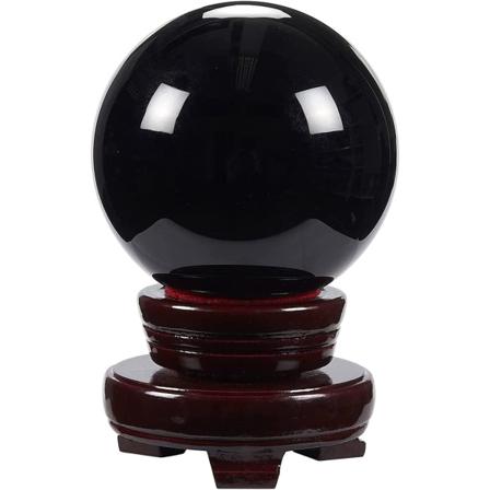 Pieni musta obsidiaanipallo, koristeellinen kristallipallo (80mm / 3.
