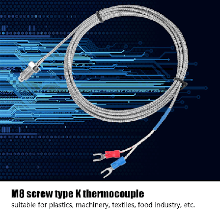M8 Skruv Gänga Typ K Termoelement Temperatursensor Kabel 0-400°C (2 m)