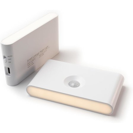 SYMOZEN 2-pak Koblingsbare Genopladelige Mini Bevægelsessensor Natlys Indendørs, USB-C Væglampe med Skumring til Daggry Sensor, Magnetisk M