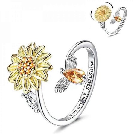 Finger Spinner Ringer Fidget Angst Ring for Kvinner Solsikke Lindrende Angst Ringer Roter Anti Stress Ring Leke For Jente