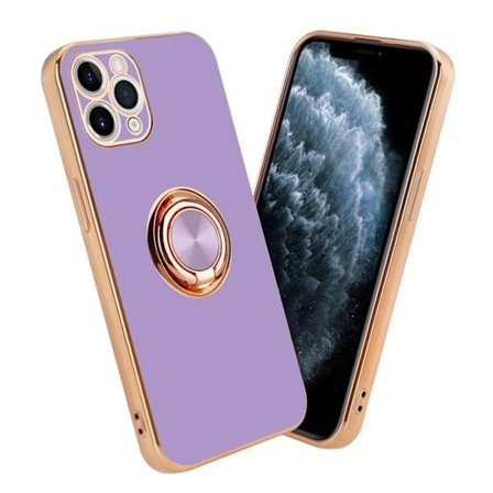 Fodral till Apple iPhone 11 PRO Fodral i glansigt ljus lila - guld Flexibelt TPU silikonfodral med kameraskydd