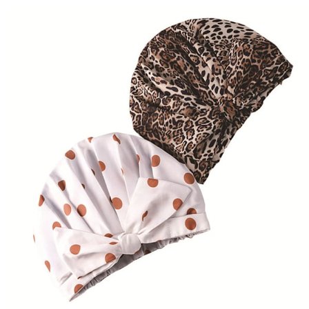 Ny prickig leopardmönstrad satin-fluga för kvinnor, dubbeldusch