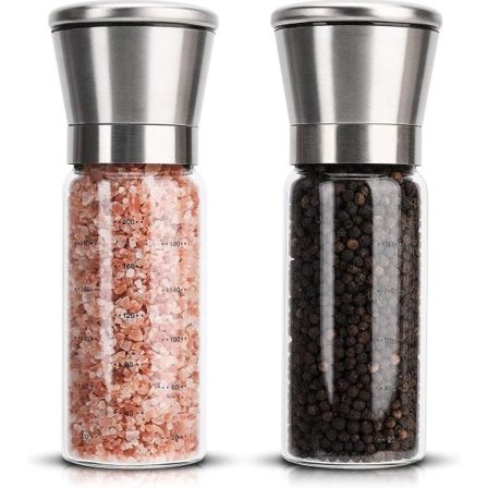 1. salt- og peberkværnsæt i rustfrit stål Peberkværn waner