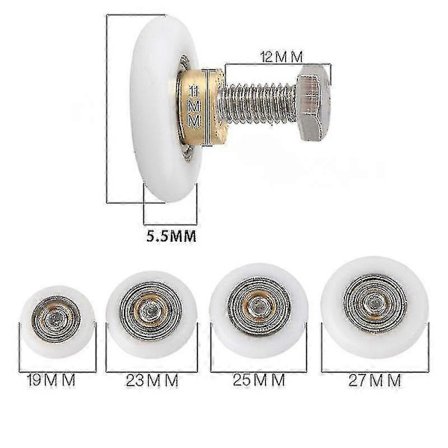 4 stk Dusjdør Ruller Hjul Dusjrom Trinse Bue Baderom Glass Skyvedør Hengende Hjul Badehus Skyvedør Enkelt-hjul Dusjrom Tilbehør