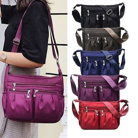 Damhandväskor surfplattväskor mode enfärgad dragkedja vattentät nylon axelväska crossbody väska Bolsa Feminina damer