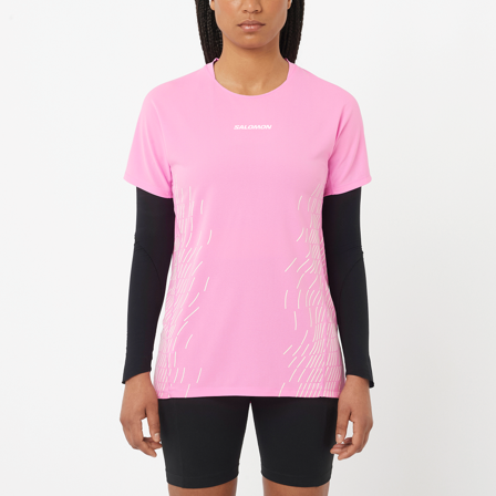 Salomon - T-Shirts Sense Aero Ss Tee Gfx W - Cyclamen / Whisper White