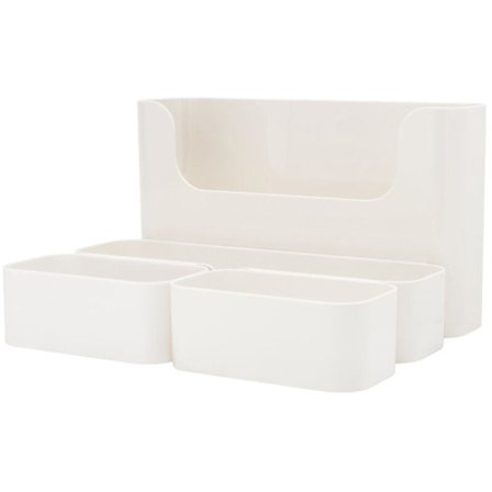 Perforert veggmontert oppbevaringsboks i plast Kjøkken Bad Desktop Oppbevaringsboks (Hvit)