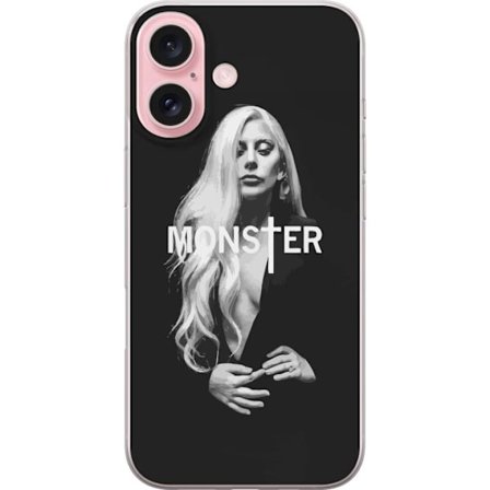Kompatibelt Mobilskal till Apple Apple iPhone 16 Lady Gaga Monster svartvit porträtt Gaga MONSTER text ikonisk design