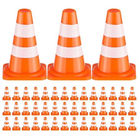 100 stk. Miniatyr Trafikkjegler - Mini Trafikkskilt Veisperringskjegle Leke Leker for Sandbord Ingeniørkonstruksjon[D]