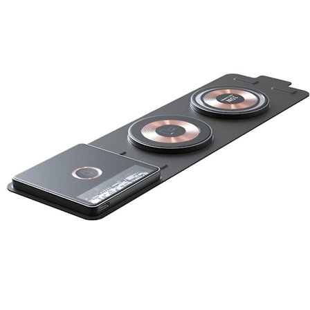 3-i-1 hopfällbar trådlös laddare magnetisk snabbladdningsstationsplatta för iPhone iWatch hörlurar