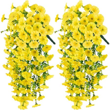 2 kpl UV-suojattuja roikkuvia keinotekoisia kukkia – Kunniankukko-köynnökset 75 cm, luonnollisen näköisiä puutarhaan ja sisustukseen