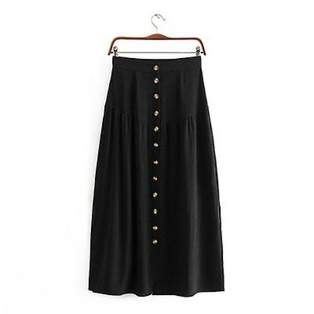 Korkeavyötäröinen yksirivinen halkio puuvillainen pitkä hame