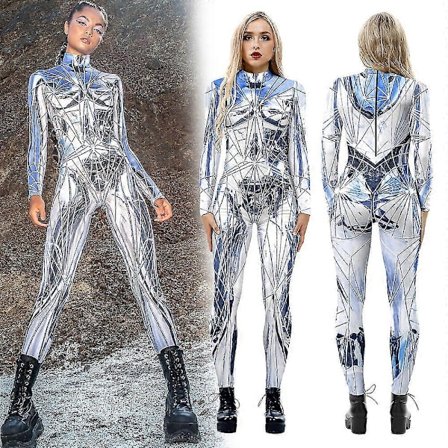 Reflect Print Cosplay Kostym Dam Halloween Party Jumpsuits Festival Helg Zentai Bodysuits Kvinnlig Elastisk Outfit
