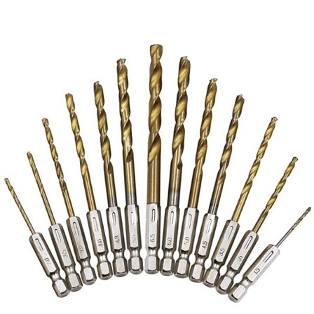 HSS Hög Speed Stål Titan Coated Borr Bit Set 1/4 Sex Skaft 1,5-6,5mm