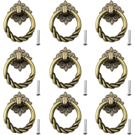 9 stk. Vintage skabshåndtag med skruer Retro skuffe