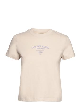 Varsity Logo Baby Tee T-shirts & Tops Short-sleeved Hvit Calvin Klein Jeans*Betinget Tilbud