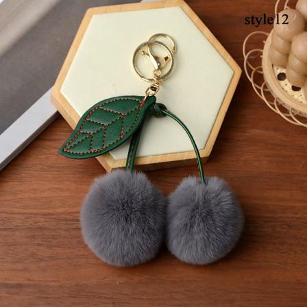 Fluffig Nyckelringsväska Hängande Nyckelhållare Väska Hängande Nyckelring Nyckelring Plysch Pälsboll Söt Dockblad Nyckelring Ornament Leksaker style12
