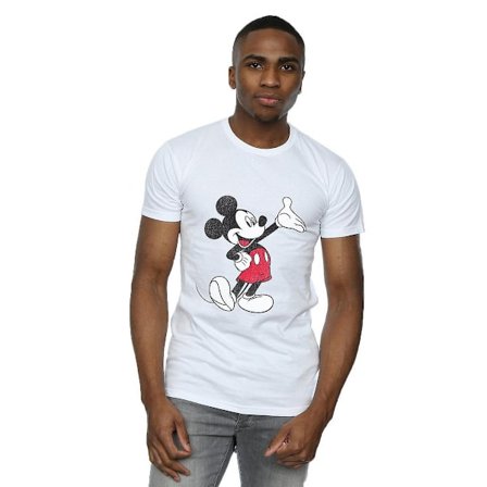 Disney Mens Traditional Wave Mickey Mouse Bomull T-shirt XXL Wh