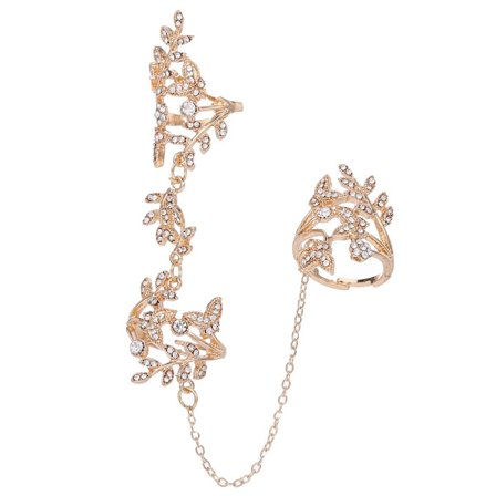 Rhinestone Finger Ring Bracelets Guld Knuckle Håndkæde Harness Slave Finger Chains Smykker Strand til Kvinder