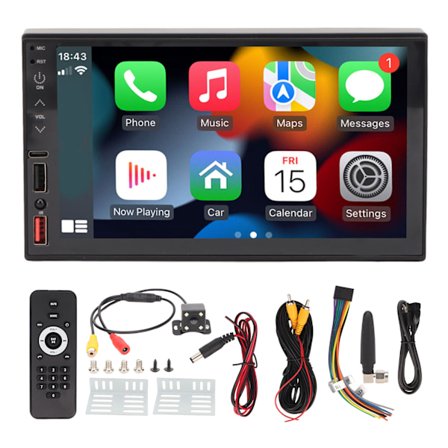 7in bil multimedieafspiller med bakkamera dobbelt din HD-support Carplay Bluetooth spejllink Aux til Android Auto