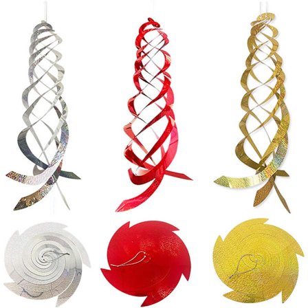 3-delt fugleskræmmer, spiralformet fugleskræmmer, spiralformet plaststang, reflekterende fugl, due, måge og insekt afvisende middel til at beskytte 