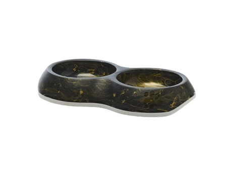 Savic - Delice Double Marble 2 x 0,2 L - Marmor svart gull 26x15,5x4 cm - Katt - Matplass og vannfontener for katt - Matskåler og vannskåler - ZOO.no