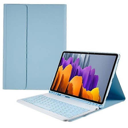 Bluetooth Tangentbordsfodral med PU Läderöverdrag Kompatibelt med Samsung Galaxy Tab S7+ (T970 / S7FE T730 T733) / S8+ och Trådlöst Tangentbord
