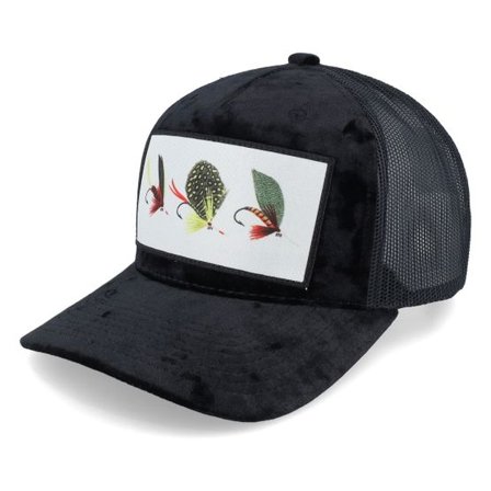 Skillfish - Svart trucker Keps - Fishing Flies Velvet Black Trucker @ Hatstore
