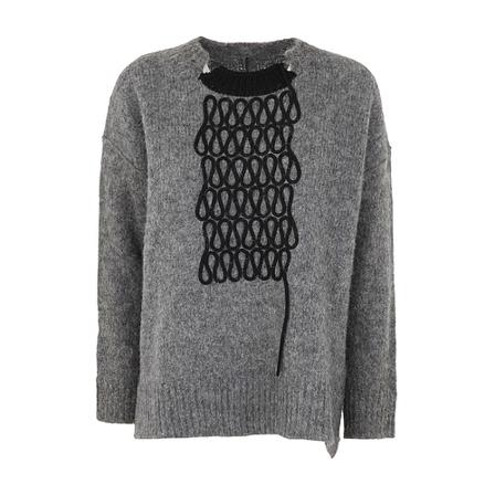 PierAntonioGaspari Round-neck Strik Grå, Dame Striktrøjer