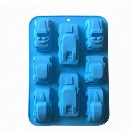 1 silikoneform til muffins, cupcakes og gelé - bilform, tilfældig farvelevering (32,5 * 24 * 4,0 cm)