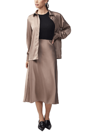 Y.A.S Yaspella Hw Midi Skirt Kjolar Dam Beige L