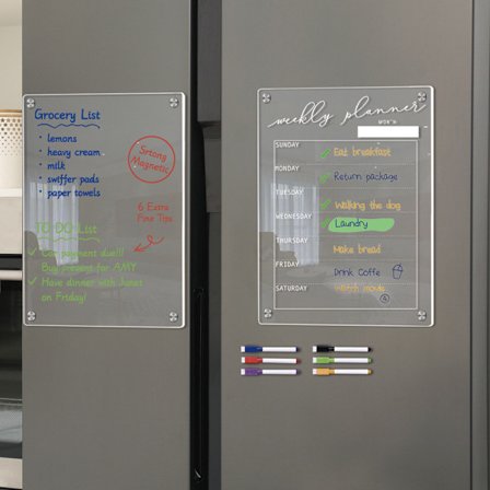 En uppsättning av 2 akryl transparenta tavlor för vägg, transparent akryl whiteboard 21*29,7 cm, ramfri whiteboard