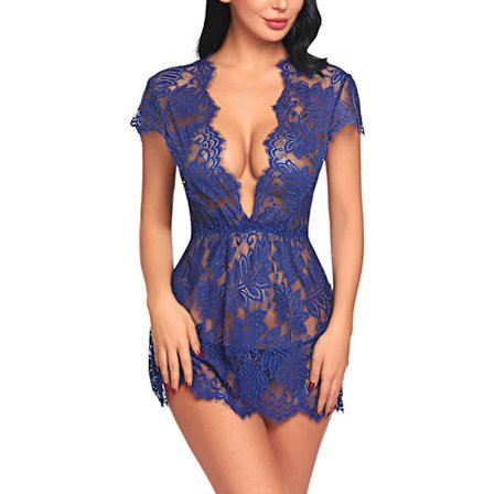 2025 Senaste Modell Dessous Damen Sexiga Underklädesset Reizwäsche Negligee V-ringad Nattlinne Spets Nattlinne Sovklänning