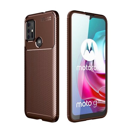 SKALO Moto G30 Carbon Fiber TPU-skal - Brun