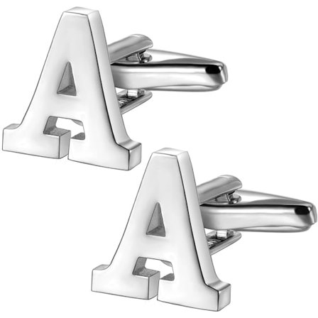 Mænds Skjorte Manschetknapper Metal Rustfrit Stål, Initialbogstav Alfabet Manschetknapper Klip Sløjfe Nål Sløjfe Klip, Navn Bogstav Initialer A