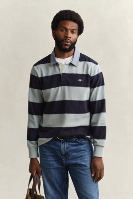 GANT - Stripete chambray heavy rugger til herre ceramic grey