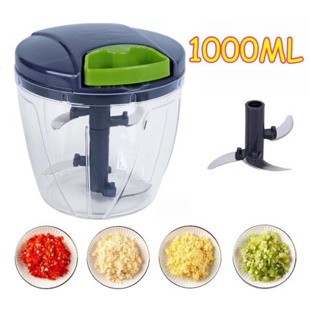 600/1000ML Manuel Løg Hakker og Hvidløg Hakker, Mixer til Kød og Grøntsager