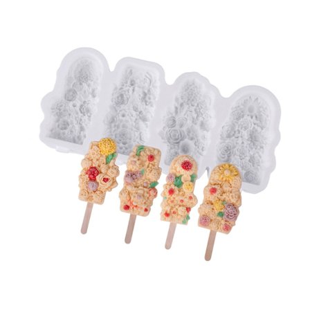 Blomsterformet silikoneform til ispinde, isform, isterningbakke, isterningfremstillingsværktøj, kage- og slikform, nem at rengøre