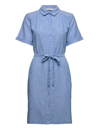 Chambray Linen Mix Dress Dresses Shirt Dresses Blå Tom Tailor*Betinget Tilbud