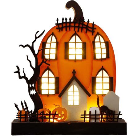 Halloween Bordsfigurer, 9 X 8 Tum Upplyst Pumpahus