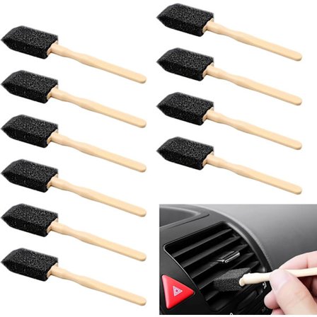 10 KPL Auton Ilmastointiaukon Puhdistusharjoja - 5,51 Tuuman Pehmeät Sieniharjat Kahvalla, Naarmuuntumaton Yksityiskohtien Puhdistaja Auton AC-