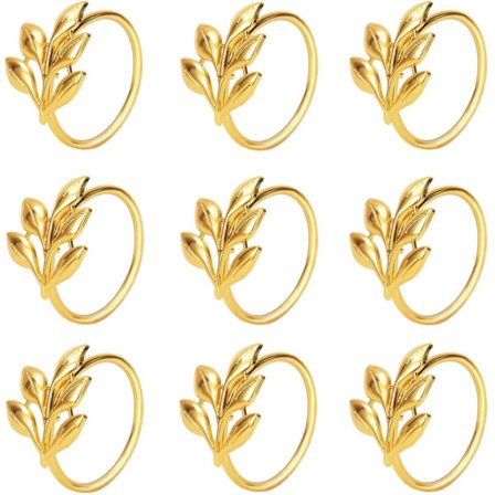 9 st servettringar i guld, servettringar i metall, servetthållarringar N