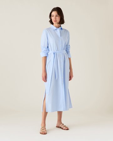 Lexington Popeline-shirtkleid, hellblau/weiß gestreift