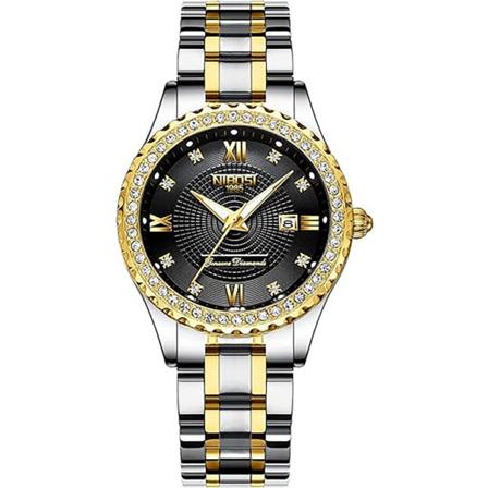 Damklocka, Business Fashion Top Brand Lyxig Klänning Casual Klocka Mesh Rem Vattentät Armbandsur Black 16mm