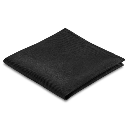 Pochette de costume noire en sergé de soie pour hommes - Pochettes de costume de couleur unie