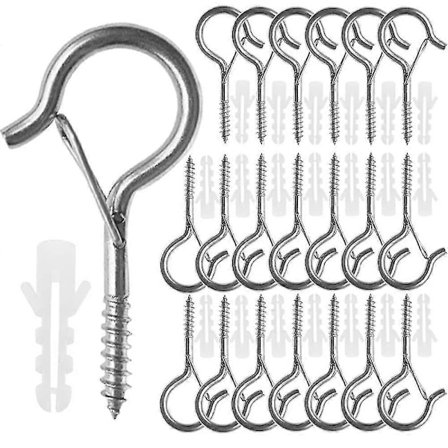 20/50 KPL Q-koukkuruuvit ulkovalosarjoille, turvasoljen muotoilu, helppo vapautuskoukku (FMY)