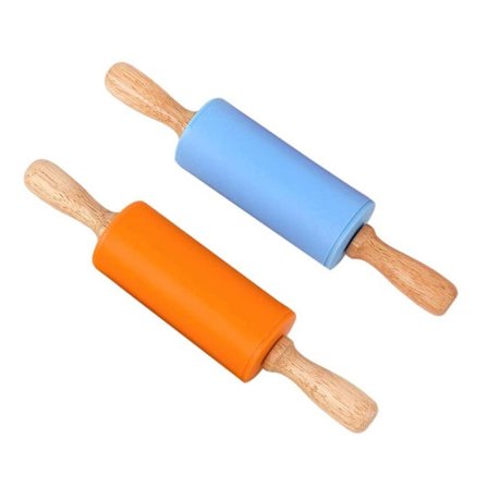 (Erikoistarjoukset) Mini kaulin, 2 kpl lasten kokoisia puukaulimia tarttumaton silikonikaulin kotiin keittiöön lastenleivontaan 9 tuumaa
