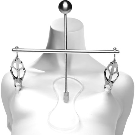 - Tower of Pain Nippelklämmor – Rostfritt stål & Akryl, Justerbara Klöverformade Klämmor, Icke-Piercing, Demonteras för Enkel Förvaring – 1 Styck, Gr